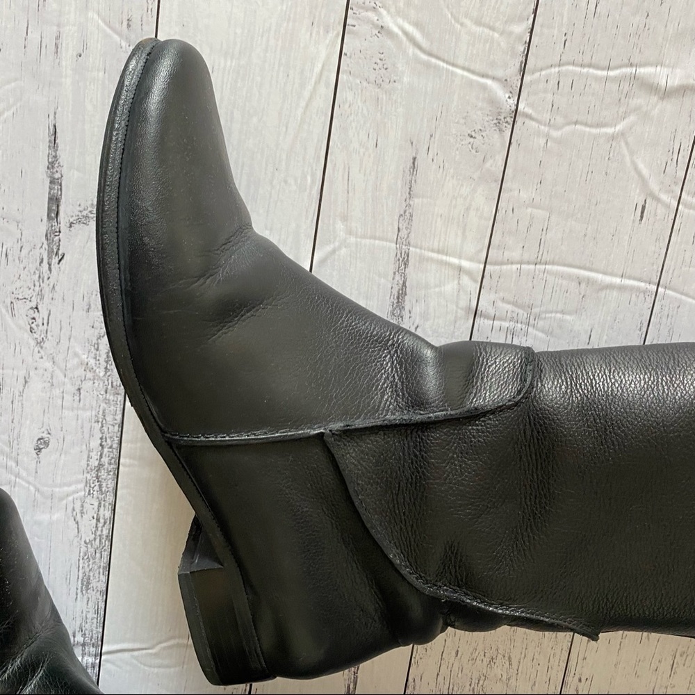 Diane Von Furstenberg | Black Leather Tall Boots - Picture 2 of 10